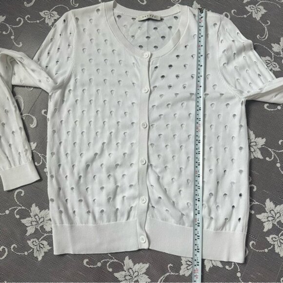 Sandro Paris White Cardigan Sz 2 - Picture 6 of 14